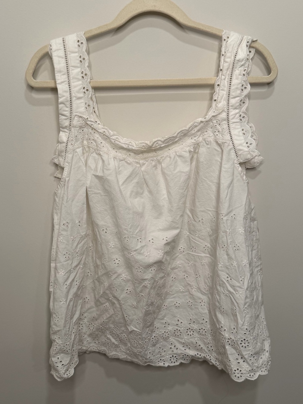 Gap x DOEN White Eyelet Embroidered Cotton Tank Top Womens Large S/784254-00